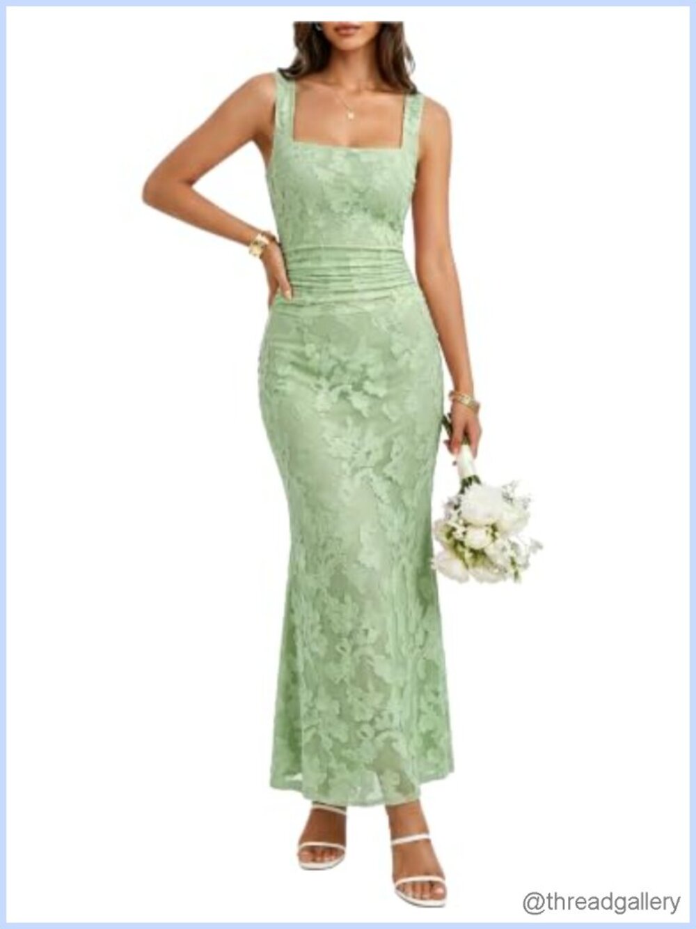 Women's Floral Maxi Dress Square Neck Bodycon Wedding Guest